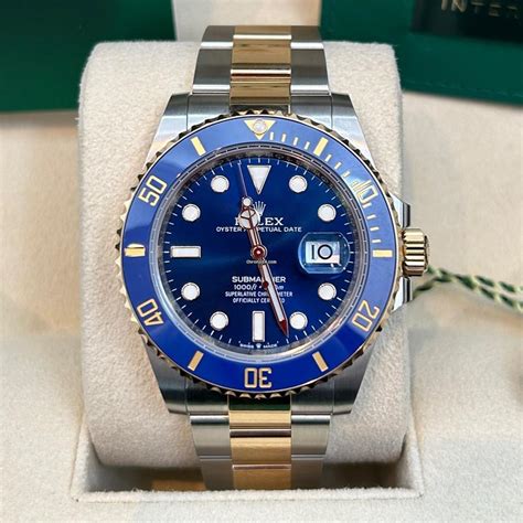 rolex submariner blue and gold review|rolex submariner blue bezel price.